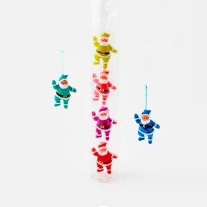 Flocked Santa Ornament Set of 6 - 180 Degrees